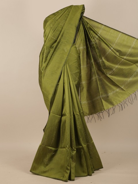 

Pothys Green Striped Silk Blend Saree