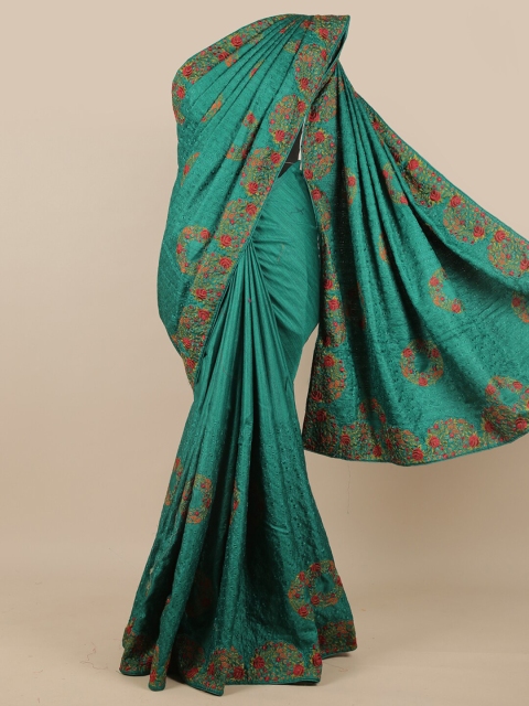 

Pothys Green & Red Embroidered Embroidered Art Silk Saree