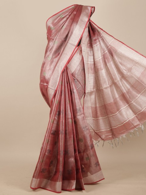 

Pothys Pink & Gold-Coloured Woven Design Linen Blend Saree