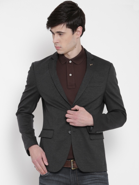 

Arrow New York Charcoal Grey Slim Fit Single-Breasted Formal Blazer