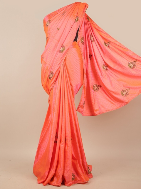 

Pothys Pink Embroidered Beads and Stones Art Silk Saree