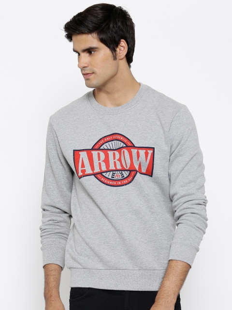

Arrow Sport Grey Melange Printed Sweatshirt
