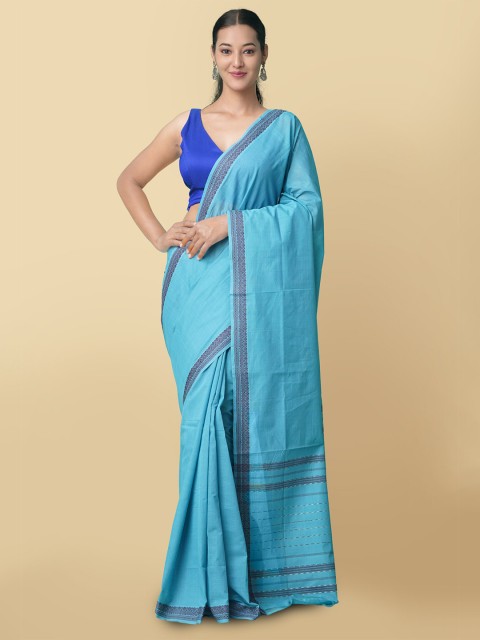 

Unnati Silks Women Blue Pure Handloom Venkatagiri Cotton Sustainable Saree
