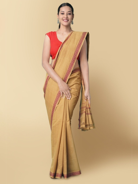 

Unnati Silks Women Brown & Red Pure Handloom Venkatagiri Cotton Saree