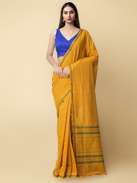 

Unnati Silks Yellow Pure Cotton Sustainable Venkatgiri Saree