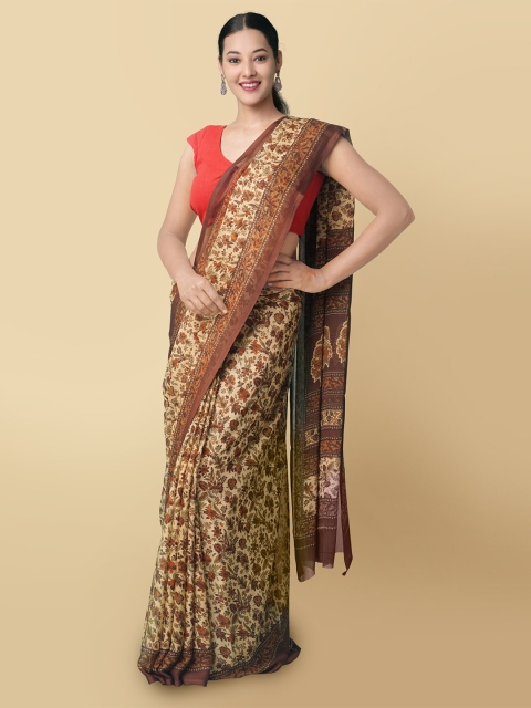 

Unnati Silks Brown & Beige Ethnic Motifs Printed Pure Handloom Patola Saree