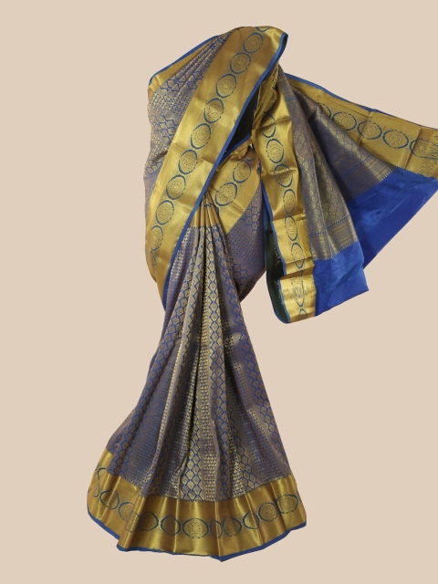 

Pothys Blue & Gold Woven Design Pure Silk Saree