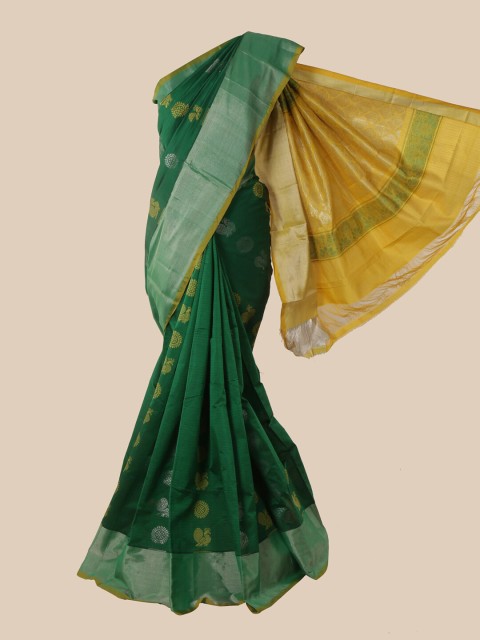 

Pothys Green & Yellow Ethnic Motifs Zari Silk Cotton Saree