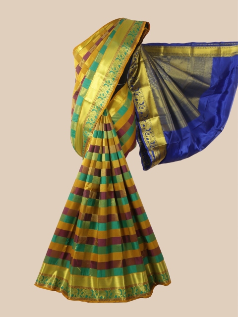 

Pothys Multicoloured Checked Zardozi Pure Silk Saree, Multi