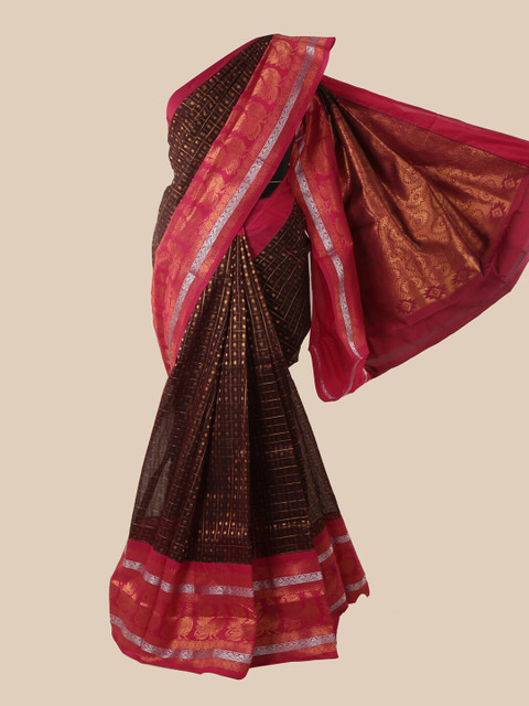 

Pothys Brown Woven Design Silk Cotton Saree