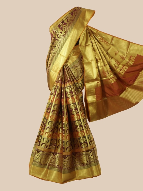 

Pothys Multicoloured Woven Design Zardozi Pure Silk Saree, Multi