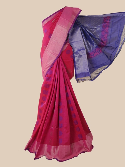 

Pothys Pink & Blue Ethnic Motifs Silk Cotton Saree
