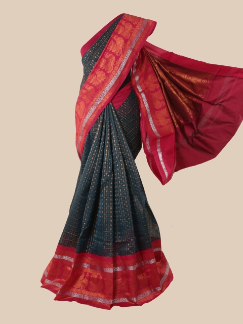 

Pothys Teal Green & Gold Woven Design Silk Cotton Saree