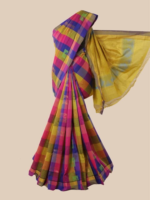 

Pothys Multicoloured Checked Silk Cotton Saree, Multi