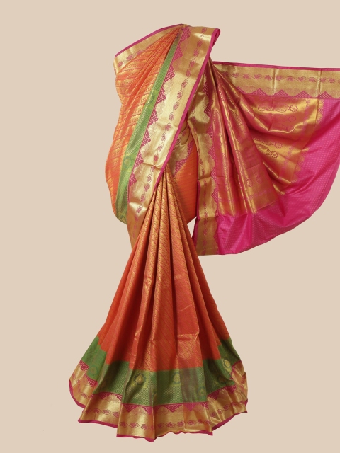 

Pothys Orange & Pink Leheriya Zari Pure Silk Saree