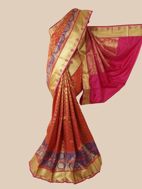 

Pothys Red & Purple Woven Design Zari Pure Silk Saree