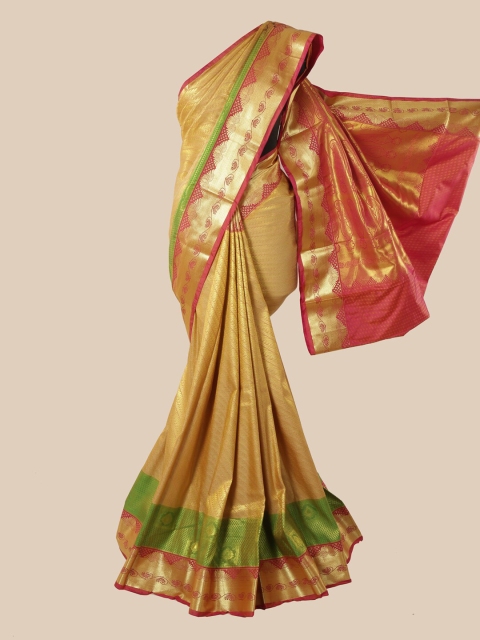 

Pothys Cream-Coloured & Gold Woven Design Pure Silk Saree