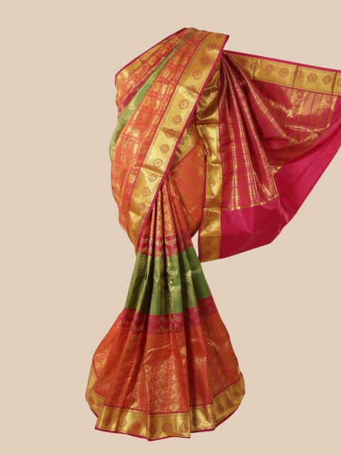 

Pothys Orange & Pink Woven Design Pure Silk Saree