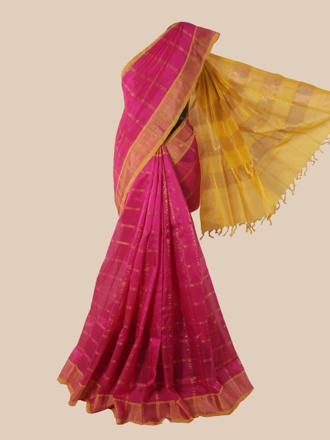 

Pothys Pink & Gold Striped Silk Cotton Saree