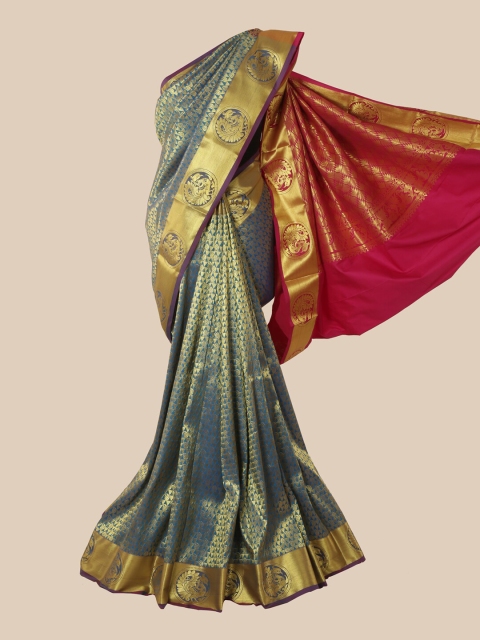 

Pothys Blue & Pink Woven Design Zari Pure Silk Saree