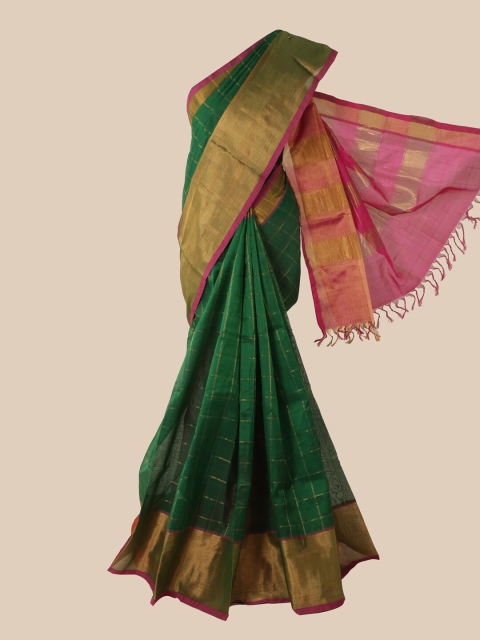 

Pothys Green & Pink Woven Design Silk Cotton Saree