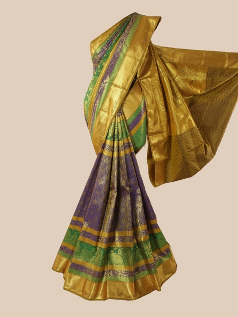 

Pothys Blue & Green Woven Design Zardozi Pure Silk Saree