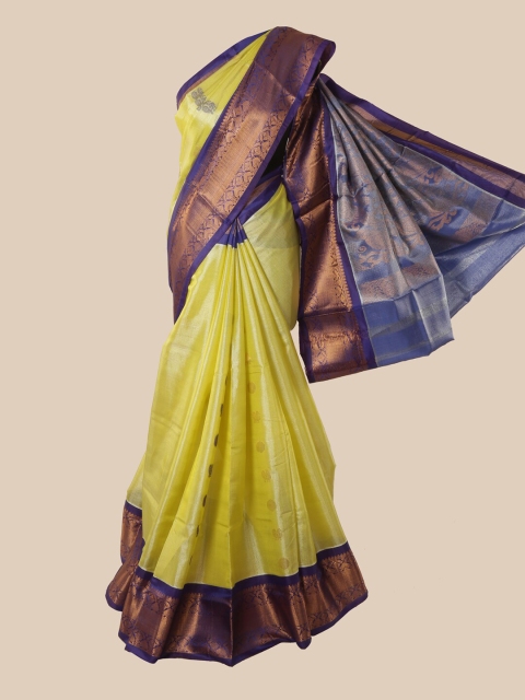 

Pothys Yellow & Blue Woven Design Silk Cotton Saree