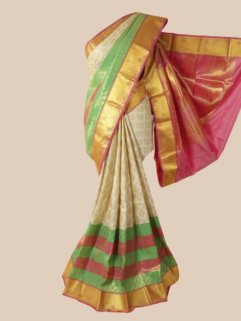 

Pothys Multicoloured Woven Design Zardozi Pure Silk Saree, Multi