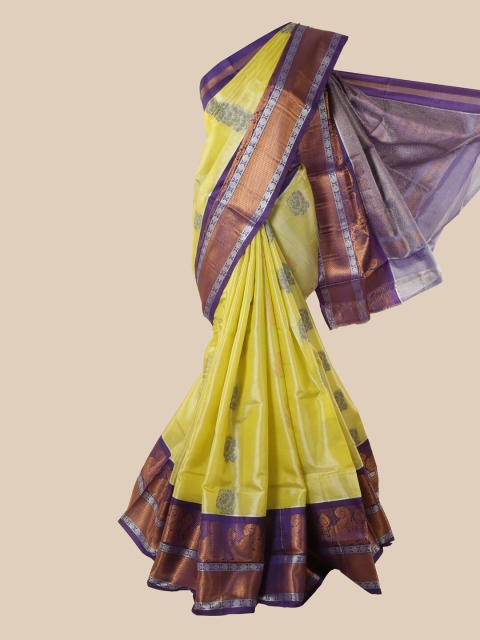 

Pothys Yellow & Blue Woven Design Silk Cotton Saree