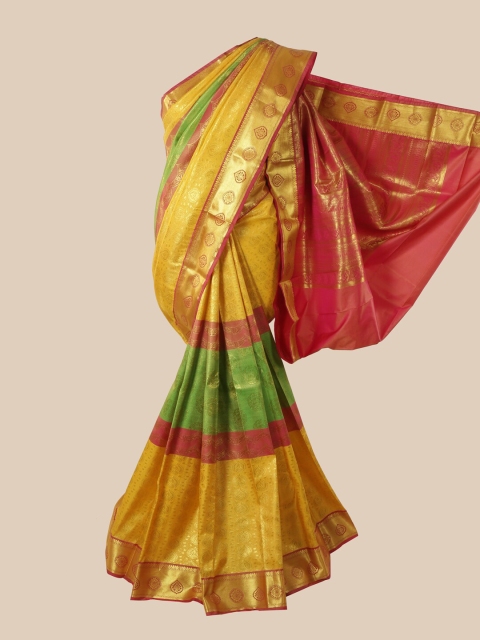 

Pothys Yellow & Red Woven Design Pure Silk Saree