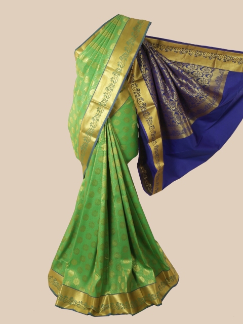 

Pothys Green & Gold-Toned Woven Design Pure Silk Saree