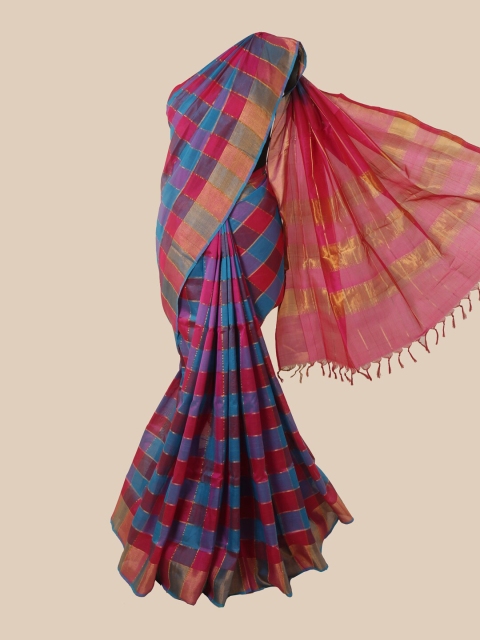 

Pothys Multicoloured Checked Silk Cotton Saree, Multi