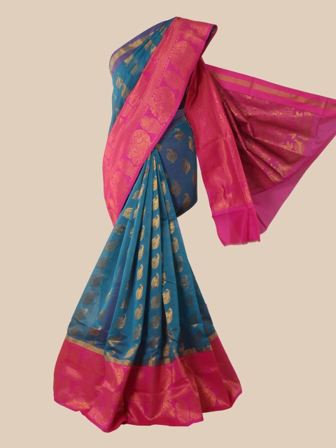 

Pothys Blue & Pink Woven Design Silk Cotton Saree