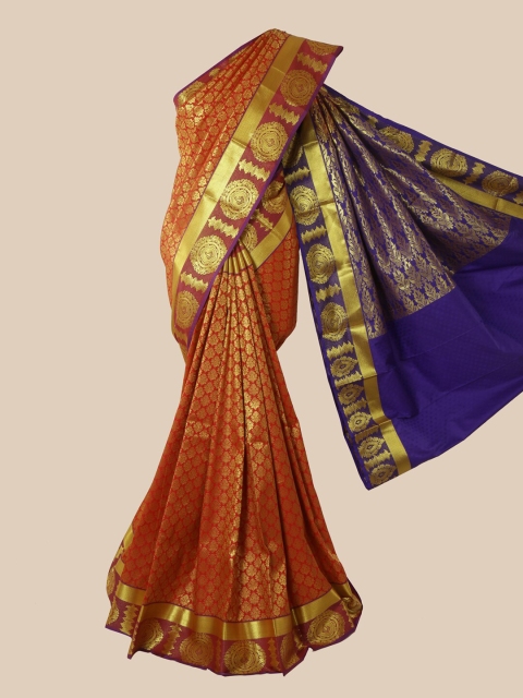 

Pothys Red & Gold-Toned Woven Design Zari Pure Silk Saree