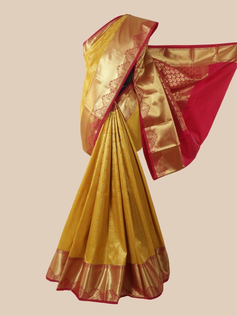 

Pothys Gold-Toned & Red Woven Design Pure Silk Saree