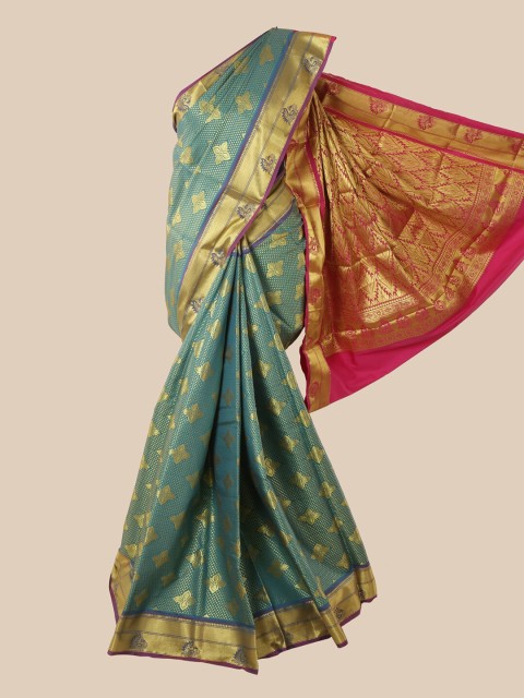 

Pothys Green & Red Woven Design Pure Silk Saree