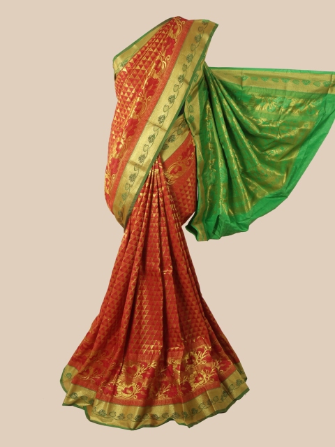 

Pothys Red & Green Woven Design Pure Silk Saree