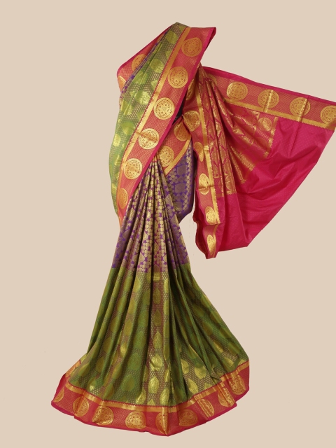 

Pothys Green & Red Woven Design Pure Silk Saree