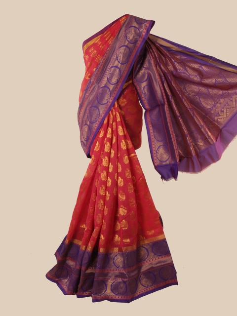 

Pothys Red & Purple Woven Design Silk Cotton Saree