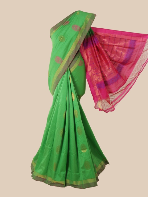 

Pothys Green & Pink Woven Design Silk Cotton Saree