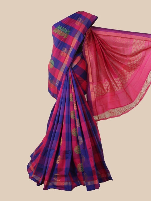 

Pothys Multicoloured Checked Silk Cotton Saree, Multi