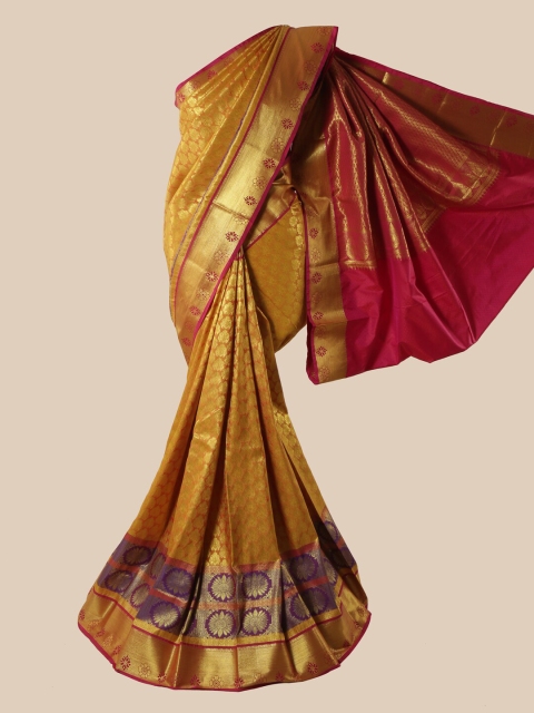 

Pothys Mustard & Red Woven Design Pure Silk Saree