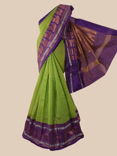 

Pothys Green & Purple Woven Design Silk Cotton Saree