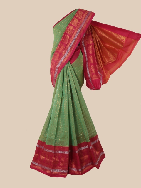 

Pothys Green & Red Woven Design Silk Cotton Saree