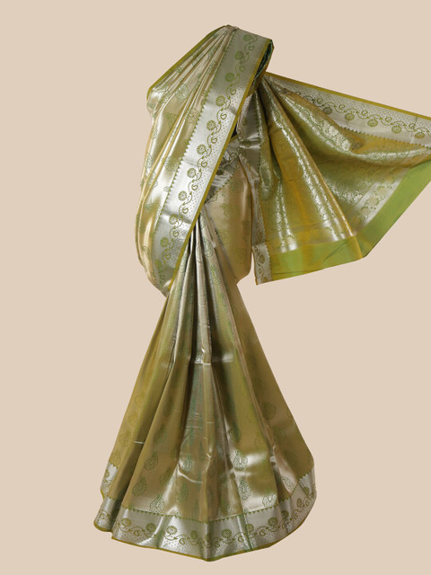 

Pothys Green Ethnic Motifs Printed Pure Silk Saree