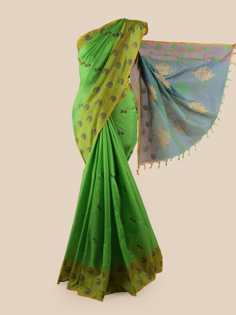 

Pothys Green & Blue Paisley Pure Cotton Saree