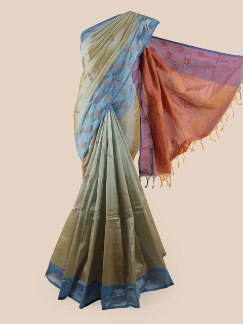 

Pothys Blue & Green Pure Cotton Saree