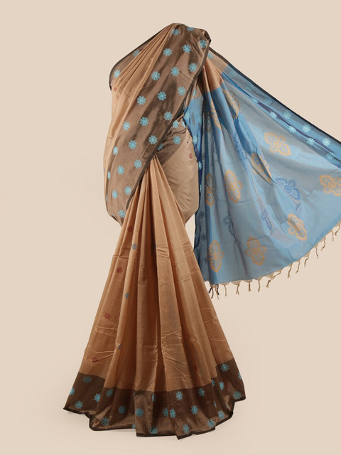 

Pothys Brown & Blue Ethnic Motifs Printed Pure Cotton Saree