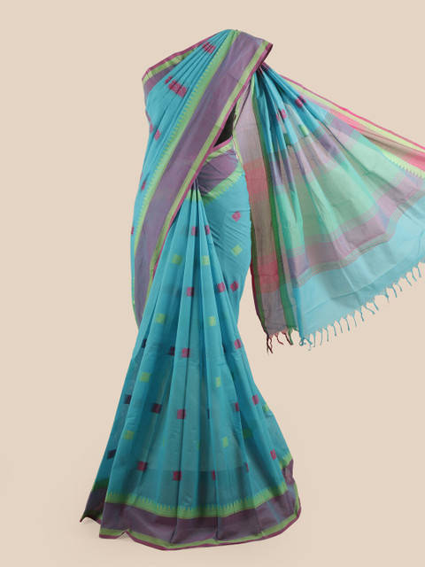 

Pothys Blue & Pink Ethnic Motifs Pure Cotton Saree