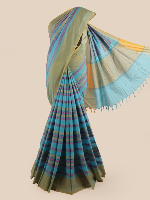 

Pothys Blue & Yellow Ethnic Motifs Pure Cotton Saree
